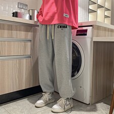 华夫格运动裤男大码抽绳休闲裤卫裤HK78248-P35加绒款P45，男装休闲裤，电商A040