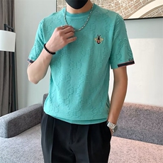 夏季高端大码短袖t恤男冰丝刺绣圆领男士冰麻小蜜蜂T恤衫M820，男装T恤，星座1116A-2（原606A-1）