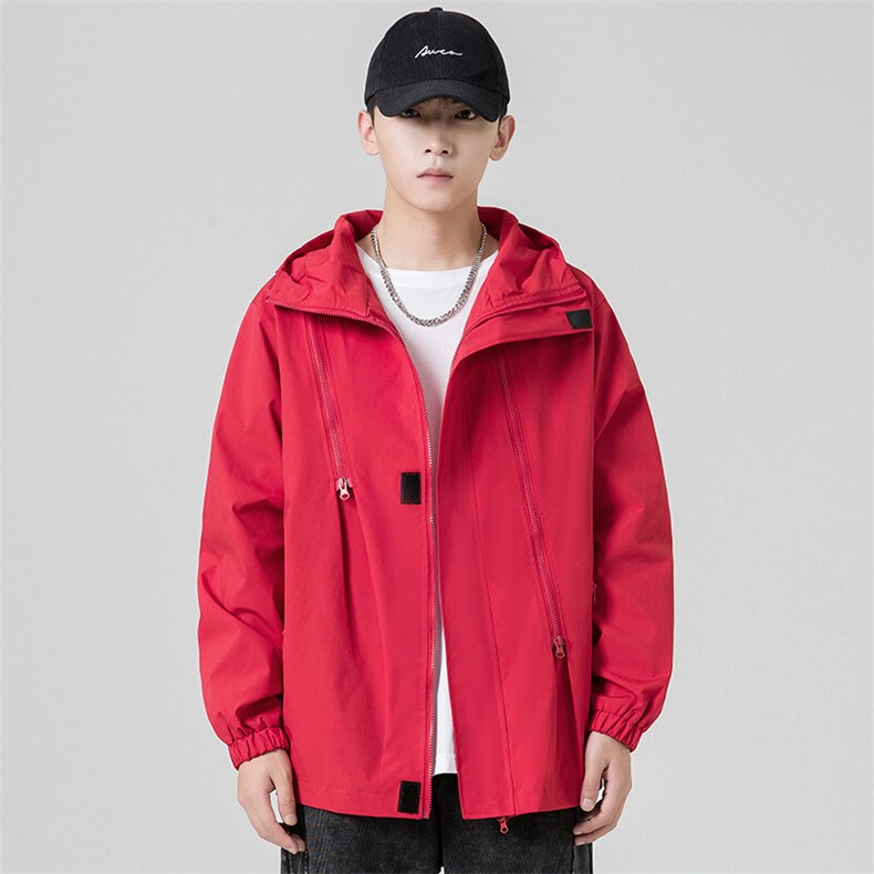 连帽春季冲锋衣男潮流防水夹克外套大码宽松上衣A266-JK8018-P45,男装夹克,电商A266