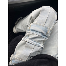 【有货】浅蓝色多口袋工装牛仔裤男款宽松美式裤子K8034LL-特P56，男装牛仔裤，星座1007（原301D）