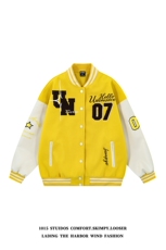 设计感字母毛巾绣棒球服美式复古情侣外套1015-JK127-P125，女装短外套，四季星座1015