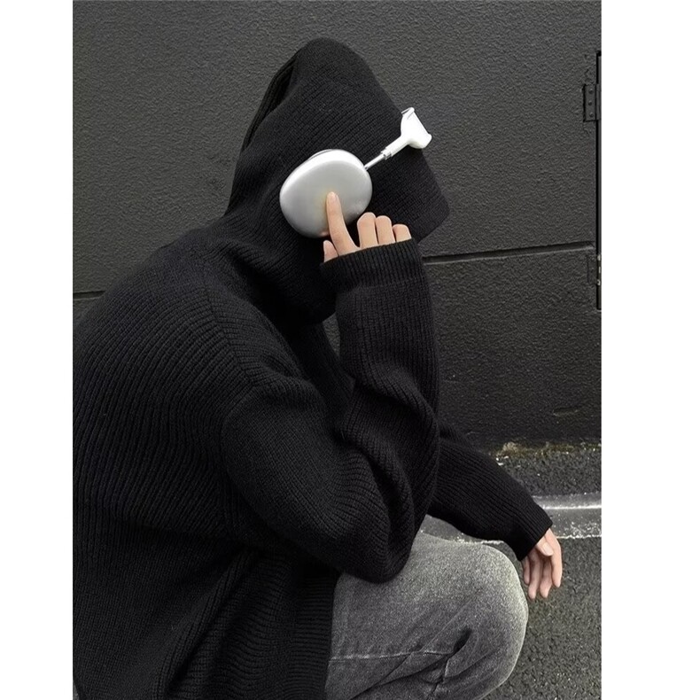 灰色连帽毛衣男2025秋冬痞帅慵懒宽松针织衫外套网图GY123-P70,男装针织衫/毛衣,星座1001-1