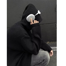 灰色连帽毛衣男2025秋冬痞帅慵懒宽松针织衫外套网图GY123-P70，男装针织衫/毛衣，星座1001-1