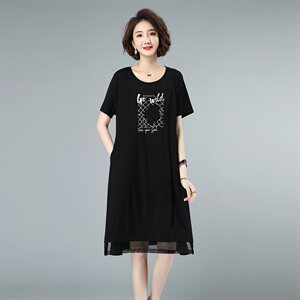 2021夏款新款拼接大码女装连衣裙238款图片