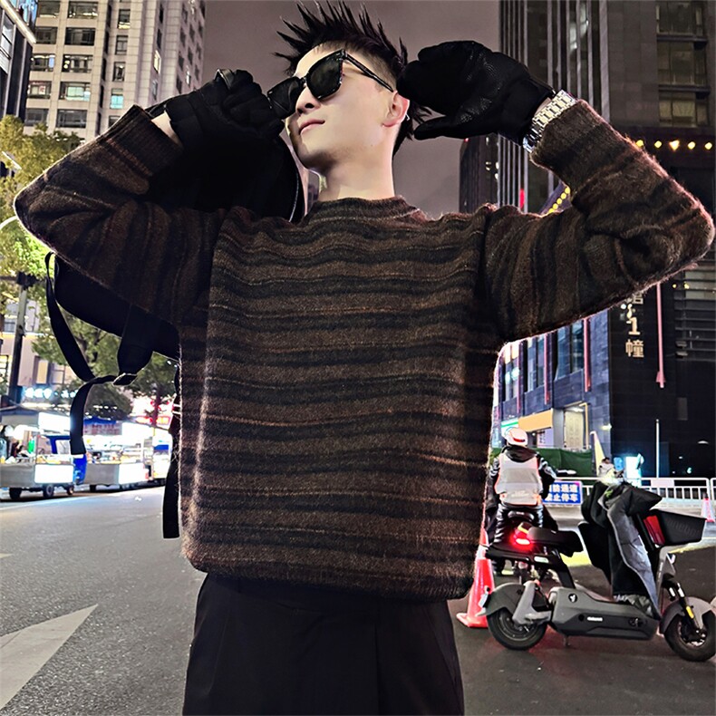 LV310/P98控138美式冬季条纹情侣款男士针织衫毛衣打底线衣首2,男装T恤,星座305B