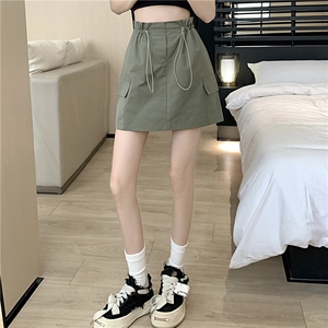 松紧腰辣妹工装半身裙女夏季高腰a字包臀裙子简约防走光短裙图片