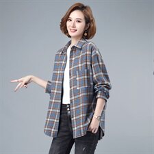 格子衬衫女长袖保暖冬2021春秋新款宽松加厚百搭打底衫衬衣多色可选，女装衬衫，伊满意