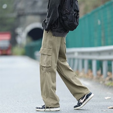 工装裤男秋冬时尚日系潮牌多口袋休闲裤子潮流直筒抽绳束脚裤K60，男装工装外套，星座310B-1