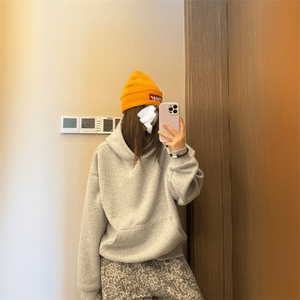 抖音得物二开 26春装美式高街短款廓形连帽卫衣男女外套LM01图片