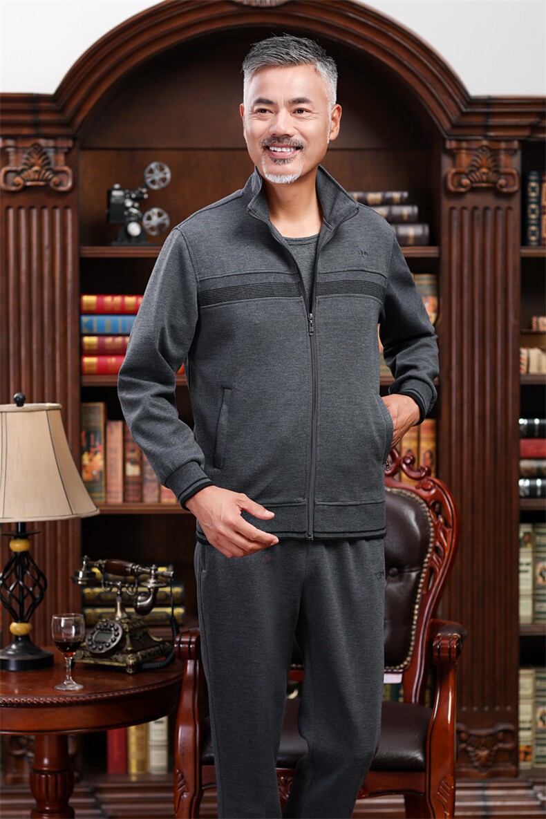 3804/爸爸薄款长袖运动套装老年人卫衣跑步服中年休闲套装男,男装休闲套装,星座1216（原钱塘722）