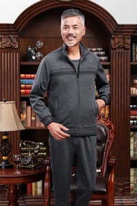 3804/ 爸爸薄款长袖运动套装老年人卫衣跑步服中年休闲套装男图片