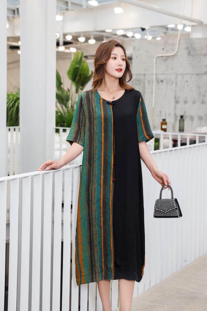 夏季大版妈妈款香云丝连衣裙，女装连衣裙，矢口日慧