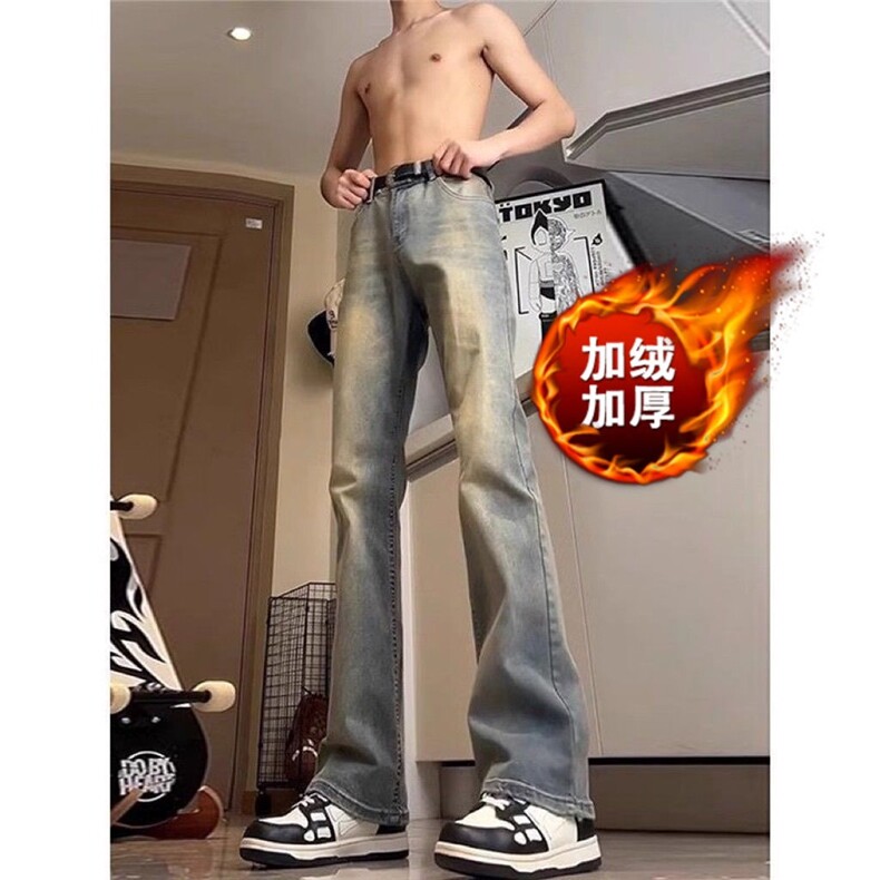 水洗复古蓝牛仔裤男美式高腰直筒微喇裤513ACK2710常规P37加绒P40,男装牛仔裤,星座513A