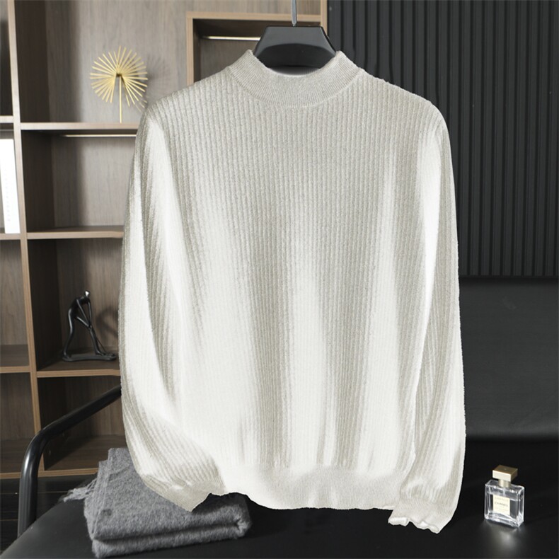 男士秋冬季新款简约休闲半高领领羊绒衫，男装羊绒套衫，台绒羊绒