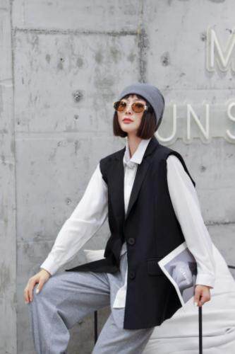 新款后背刺绣毛边马甲，女装马夹，C&B