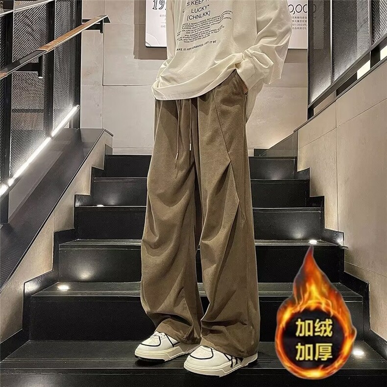 美式高街加绒工装潮牌设计感多口袋直筒长裤CK1387-P45，男装休闲裤，星座313A-2