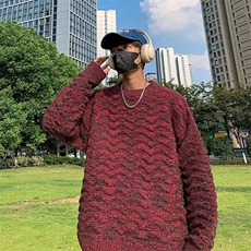 混色毛衣男冬季潮流百搭保暖圆领针织慵懒风毛线衣7342P48，男装针织衫/毛衣，星座410-2