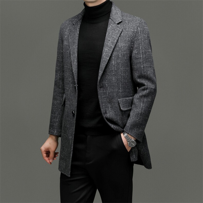 M3619-28钱塘2020-3商务休闲简约新款秋冬季中年男士毛呢外套P380图片
