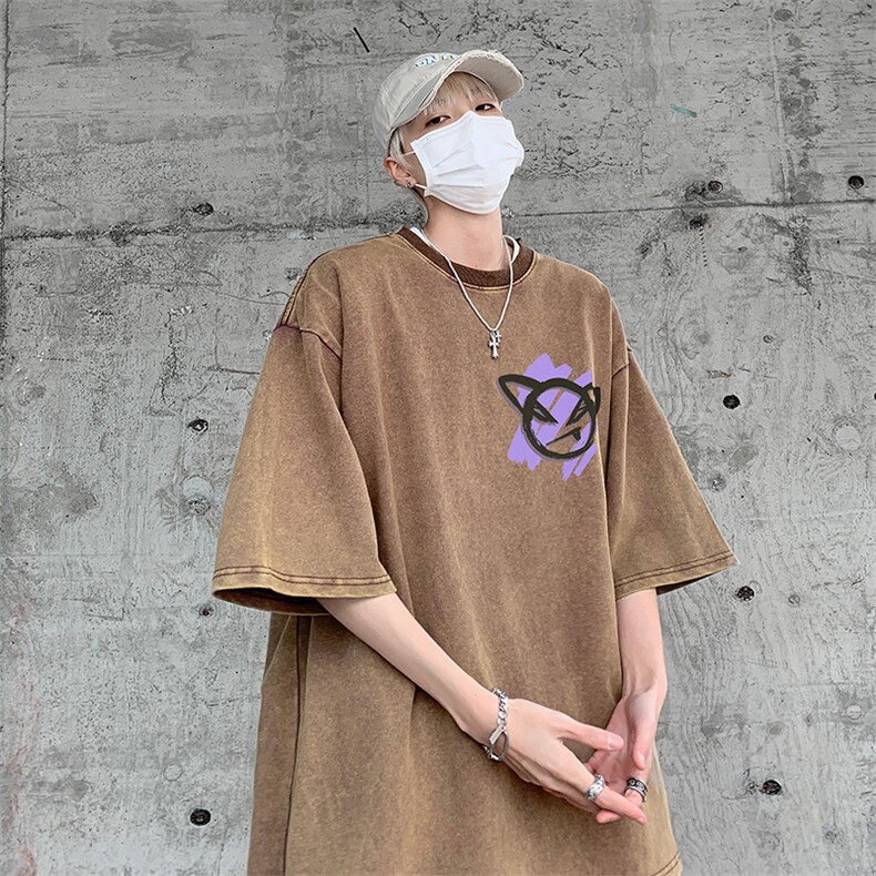 B239-X1019-P38美式小恶魔短袖落肩袖短袖T恤男,男装T恤,星座514-2(原B239)