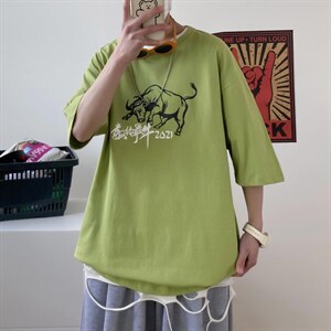 2025夏季短袖男港风潮流时尚t恤版型衫A210-A8330-P25图片