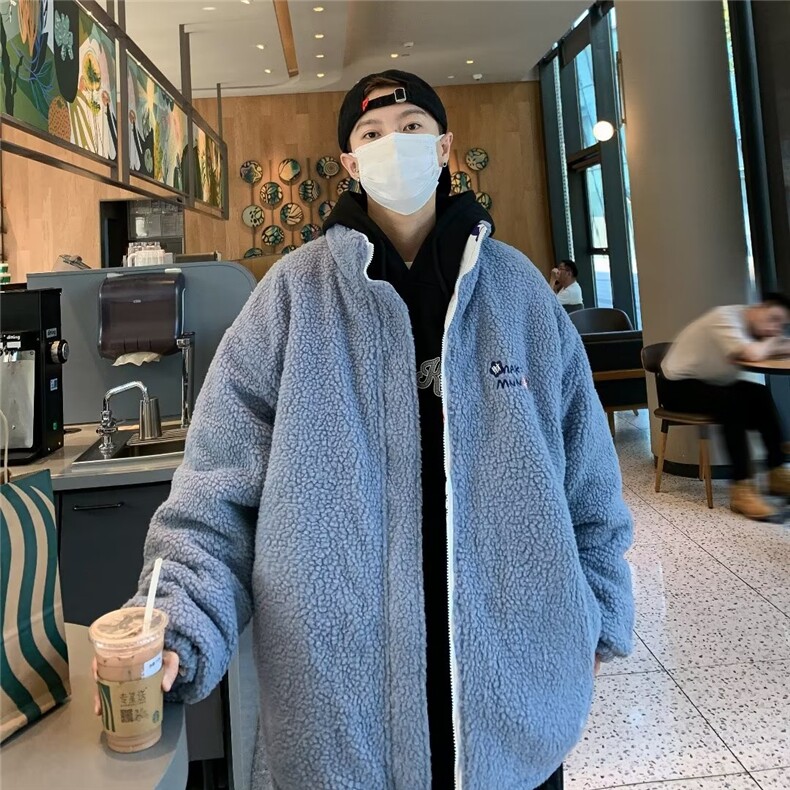 港风外景冬季宽松百搭棉服男羊羔毛大码棉衣男外套M229-P100,男装棉衣,星座1109-3