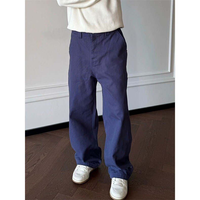 XZ1005-1-TTH0169-P60法工蓝p家倒三角贴皮绣工装裤复古休闲裤，男装皮裤，星座1005-1