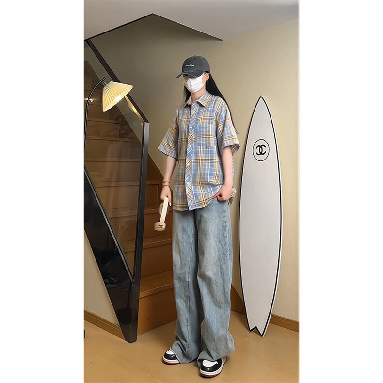 YK86065-P2330%棉70%聚酯纤维夏季短袖格子衬衫,男装衬衫,电商A086-1