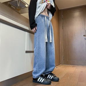 复古水洗直筒牛仔裤男宽松休闲百搭显瘦垂感长裤潮-NZ812-P45深蓝图片