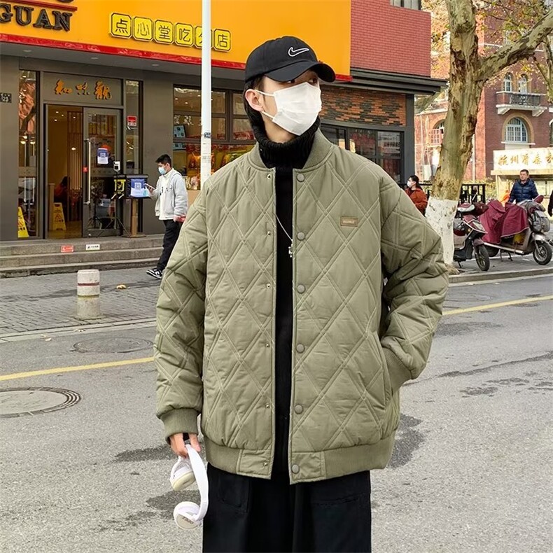 棉服男冬季韩系宽松潮流百搭oversize时尚菱格ins棉外套W5811-P65,男装棉衣,星座512-2