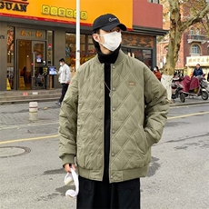 棉服男冬季韩系宽松潮流百搭oversize时尚菱格ins棉外套W5811-P65，男装棉衣，星座512-2