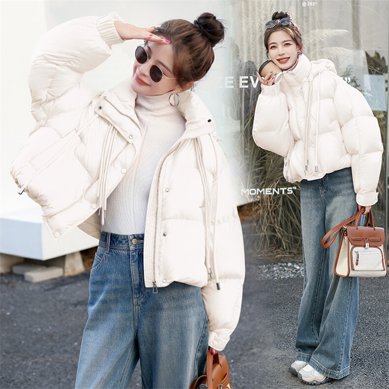 多巴胺短款90白鸭绒面包服女冬季2023新款时尚甜美百搭洋气,女装羽绒服,韩蜜菓