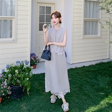 现货西装面料套装裙蕾丝拼接高品质2C323-1116-P175-K248，女装套装/套裙，2C323