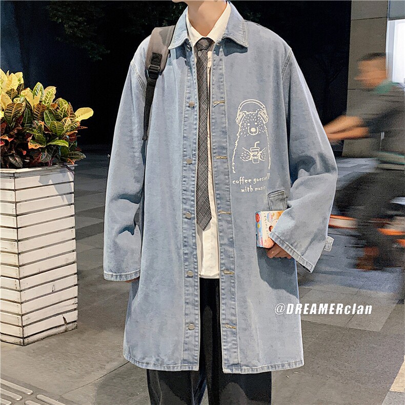 FY676-78限价118日系风衣港风长款大码宽松衣服休闲潮流秋季过膝，男装风衣，星座116