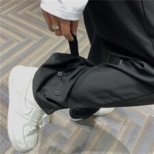 裤子男宽松韩版潮流阔腿坠感拖地休闲裤复古直筒西裤男KZ120，男装西裤，星座601-1