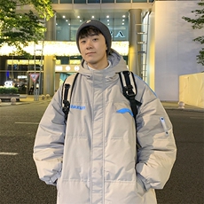 港风ins羽绒服男女同款带帽字母印花白鸭绒Y5813-P190【特价】，男装羽绒服，电商A007