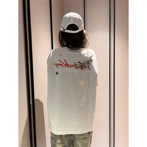 万针全刺绣工艺抖音得物高品质260克重磅纯棉双纱美式高街短袖T恤图片