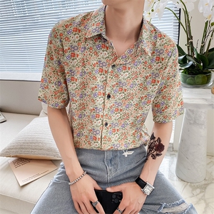 社会风沙滩休闲碎花衬衫时尚B297-7721-P53控78图片