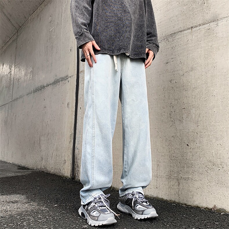 秋款男牛仔裤拼接贴标直筒宽松休闲长裤NK840P40,男装牛仔裤,星座1013-1