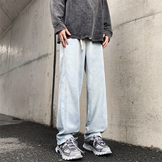 秋款男牛仔裤拼接贴标直筒宽松休闲长裤NK840P40，男装牛仔裤，星座1013-1