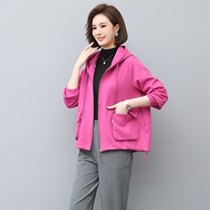 2023春季新款时尚休闲气质个性减龄拼接宽松休闲连帽外套，女装短外套，独衣靓