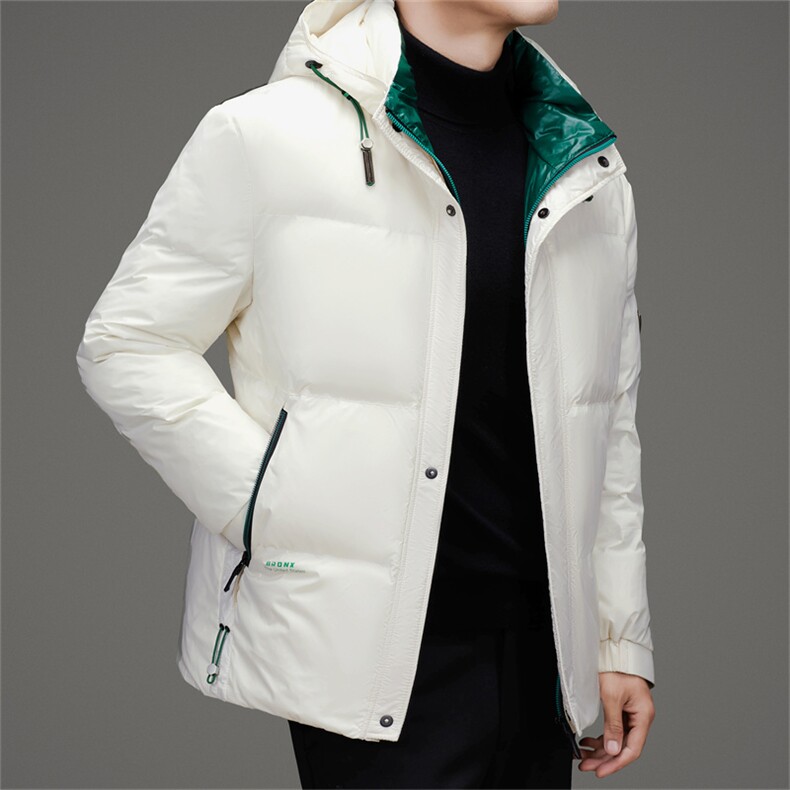 新标90绒防水黑金羽绒服外套男士秋冬青年休闲拆卸帽羽绒服大衣,男装羽绒服,钱塘723