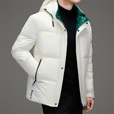 新标90绒防水黑金羽绒服外套男士秋冬青年休闲拆卸帽羽绒服大衣，男装羽绒服，钱塘723