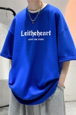 港风200g纯棉夏季休闲宽松新款T恤字母印花情侣T6015P25控38，男装T恤，电商A268A