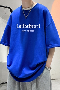 港风  200g纯棉夏季休闲宽松新款T恤字母印花情侣 T6015 P25控38图片