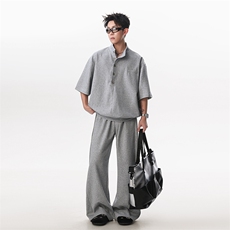 短袖T恤POLO衫套装潮流百搭直筒宽松裤男女TZ307P85，男装Polo衫，星座201-2