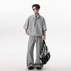 短袖T恤POLO衫套装潮流百搭直筒宽松裤男女TZ307 P85图片