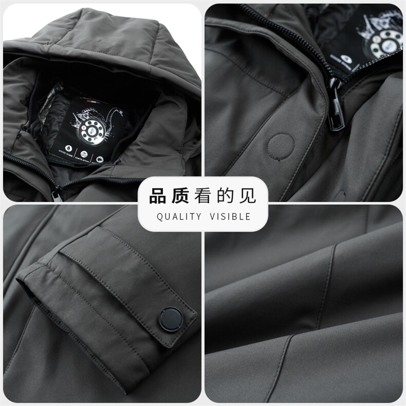 白鹅绒羽绒服男士中长款2024冬季新款狐狸毛领男商务上衣中年外套,男装羽绒服,电商B212（原钱塘6029）