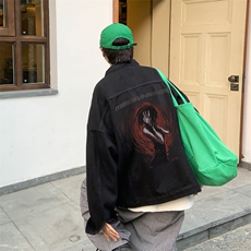 男装牛仔外套2026秋季美式人像印花男生翻领夹克XZ514-2-N91-P88，男装工装外套，星座514-2(原B239)