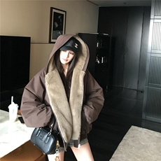 网图高品质仿貂毛座山雕棉服连帽双面穿外套棉衣男女G1169TP115，男装棉衣，电商A339