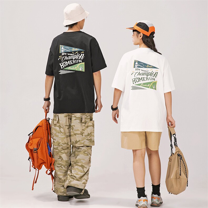 2025夏季新款男装日系潮牌纯棉印花圆领宽松短袖休闲T恤T962-F40图片